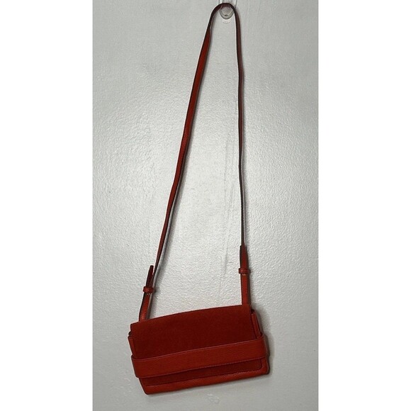 BANANA REPUBLIC Women’s Orange Red Leather Crossbody Purse Bag 6”x 9 “ - Picture 7 of 7
